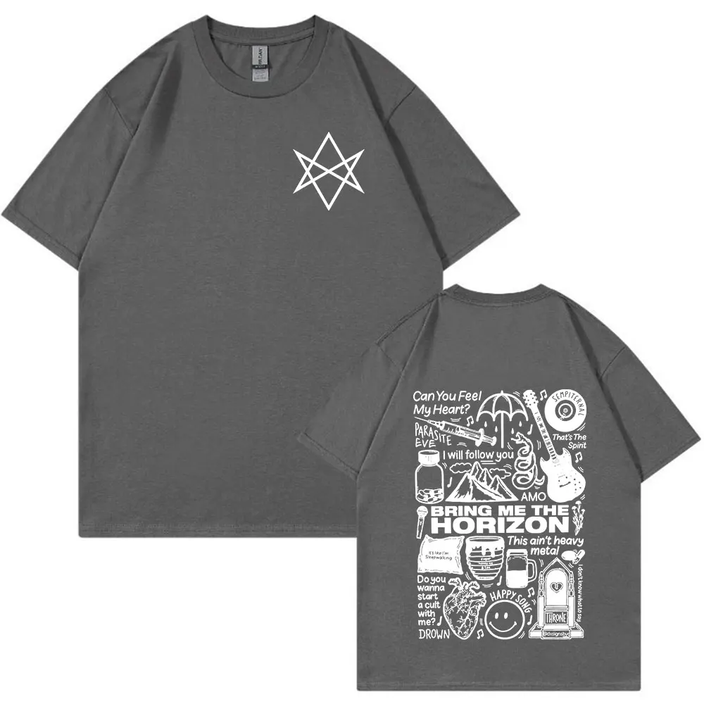BMTH BringMe TheHorizon Metal Band Merch T-shirt Men Women Vintage Hip Hop Oversized T Shirt Cotton Casual Short Sleeve T-shirts