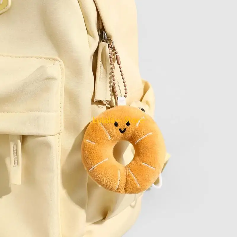 

Y4QA 2Pcs Contemporary Plush Bread Stuffed Toy Bag Charm Pendant Adorable Holder Portable Keyring Bag Accessory Gift