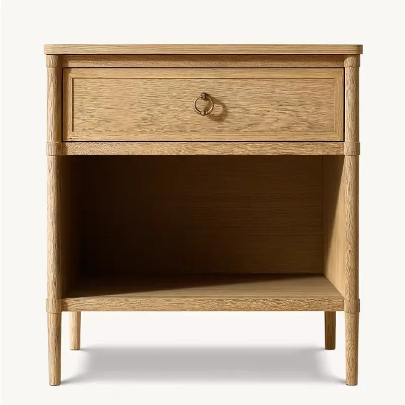 Newest Bedside Table Bedroom Furniture Open Nightstand Oak Wood Bedside Cabinet