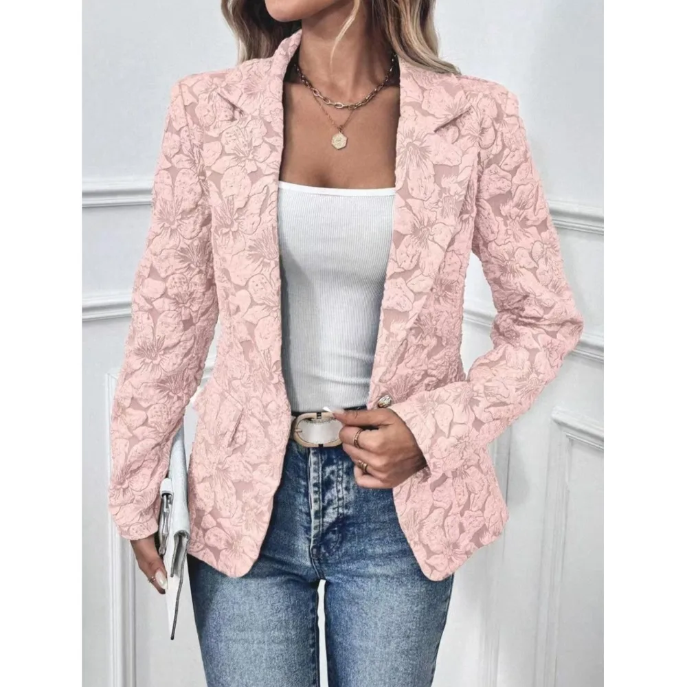 Spring And Autumn New Fashion Lily Jacquard Women's Blazer Slim Retro FemaleVersatile Short Long Sleeve Blazer 2026