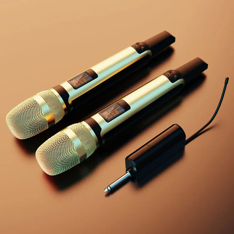 【プロフェッショナル-e9000-uhf-ワイヤレスマイクシステム】スマートな抗干渉機能と調整可能な金属ボディを備えたデュアルチャンネルカラオケマイク