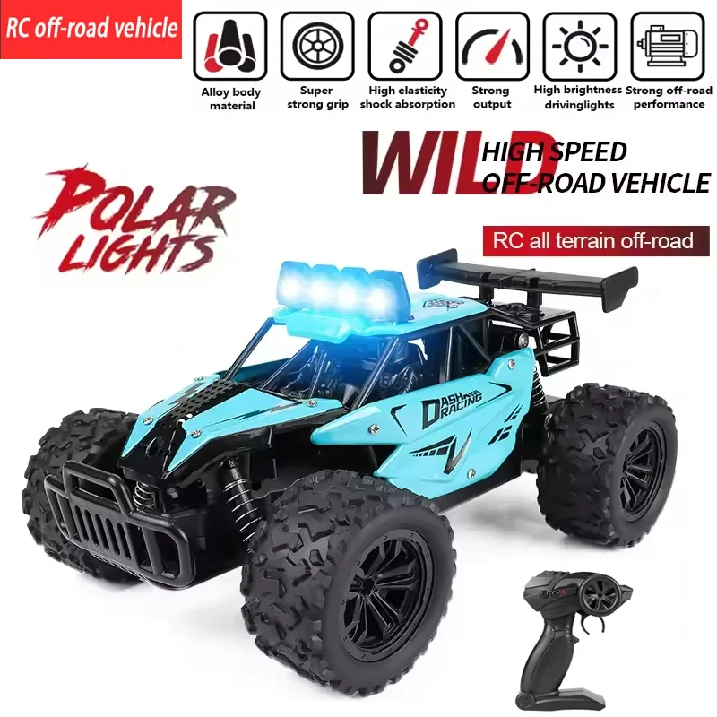 New 1:16 20KM/H RC Car With LED Light 2.4G High Speed Off-Road Climbing 2WD Remote Control Cars Toys Gifts For Boys Girls Kids