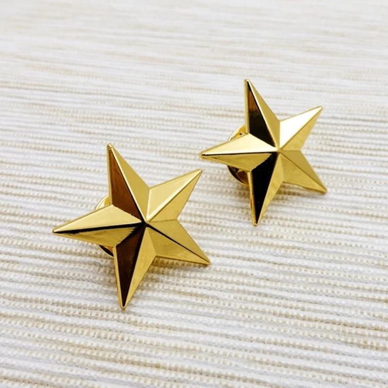 Fancy Alloy Star Brooch Lapel Pin Shirt Collar Pin 5 Point Gold Badge Star Shaped Lapel Pins Badges Clothes Scarf Decor