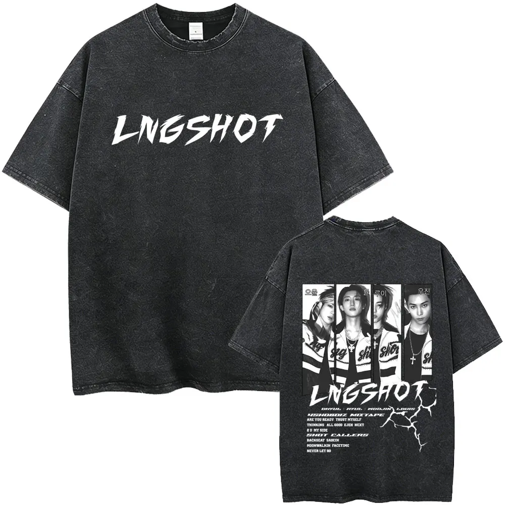 

Washed Vintage Korean Band Lngshot 4SHOBOIZ MIXTAPE Shot Callers Album 2026 T-shirt Fans Gift Men Women Kpop Fashion Trend Tees