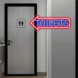Toilets Arrow Directional Neon Sign Washroom Entrance for Outside Party Bar Gaming Led Light Store Hangs Sign Home Wall Decor