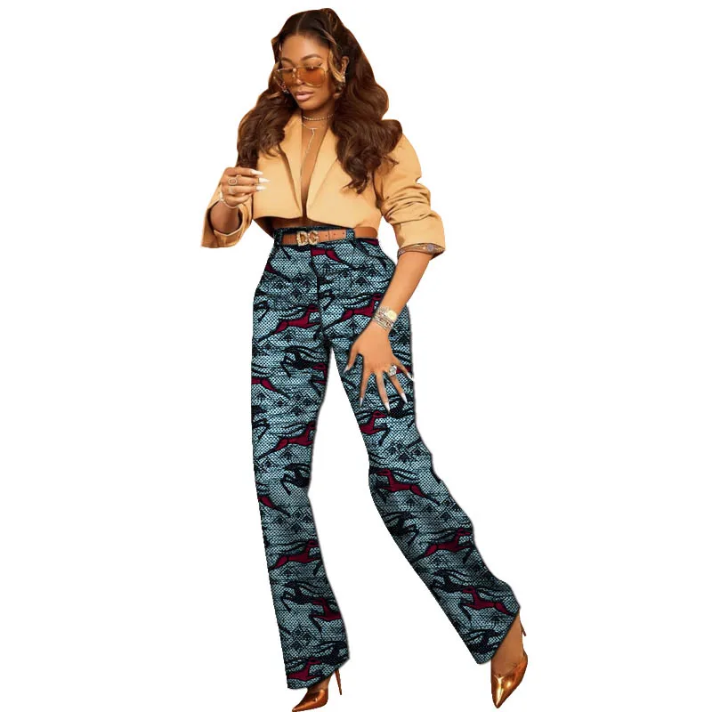 التصميم الأصلي طباعة الأزياء الأفريقية الإناث مايكرو متوهج السراويل النسائية دعوى السراويل مصممة ملابس الحفلات التقليدية