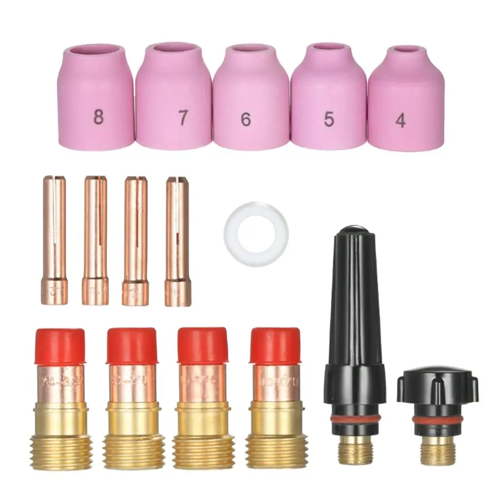 

16 Pieces TIG Gas Lens, Gas Nozzles, TIG Kit for WP 17, 18, 26, TIG