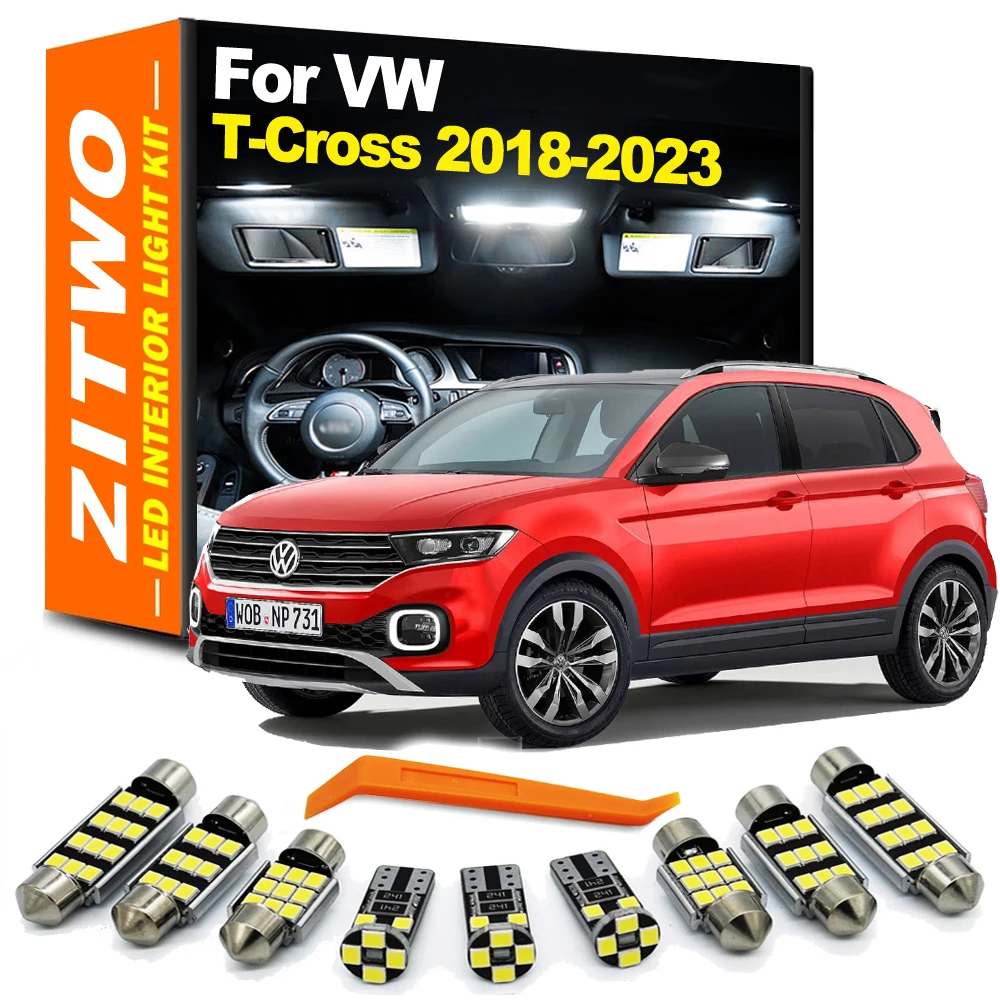 

ZITWO 9 шт. Canbus для VW Volkswagen T-Cross Tcross 2018 2019 2020 2021 2022 2023 Автомобильная светодиодная лампа для салона карты купольный комплект освещения багажника