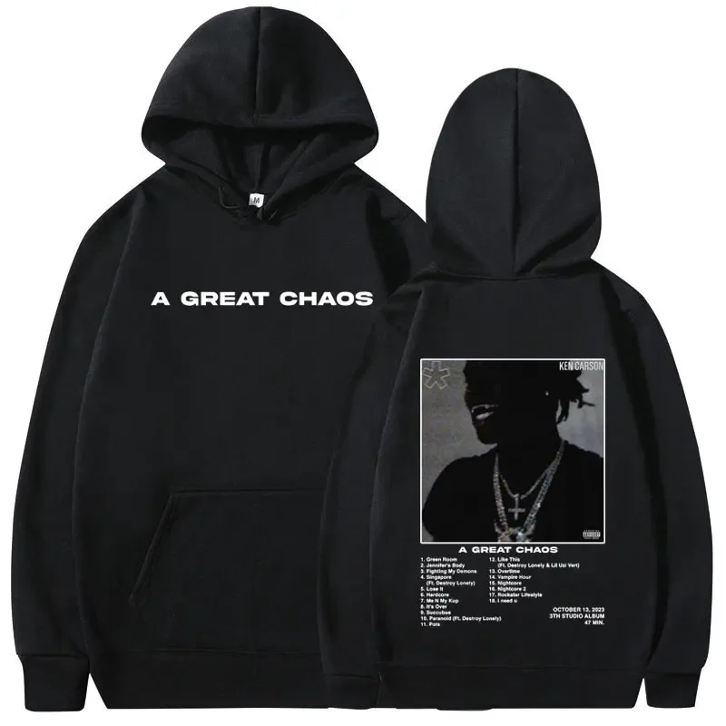 Rapper Ken Carson A Great Chaos Album Hoodies Men Women Fashion Harajuku Sweatshirts Casual Loose Oversized Pullover Streetwear