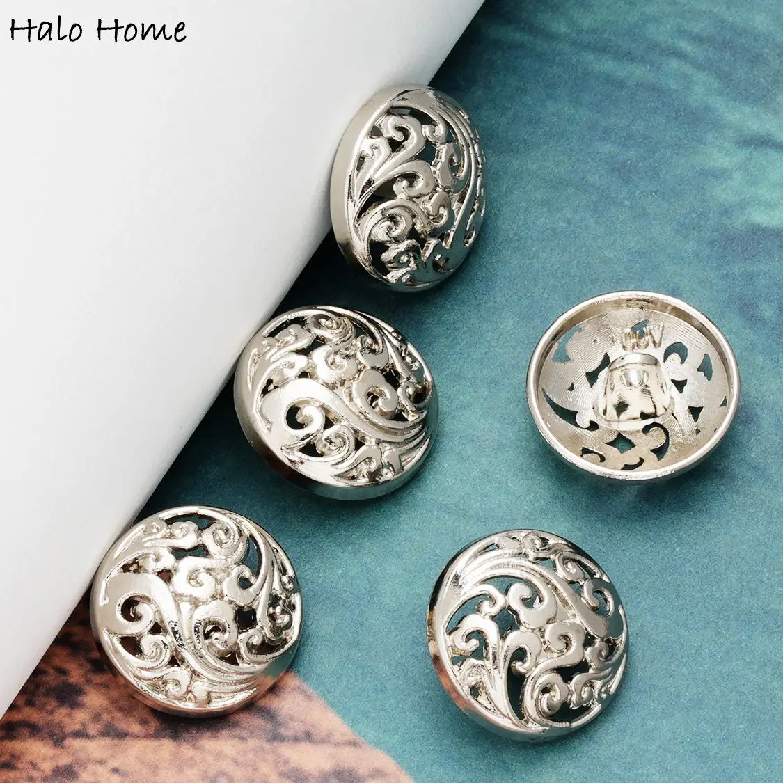 5pcs Round Hollow Metal Buttons for Sewing  Scrapbook Jacket Blazer Sweaters Gifts Crafts Handwork Clothing 12.5-25mm