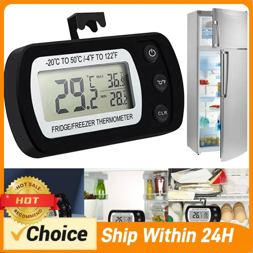 Digital Freezer Room Thermometer Max/Min Record Waterproof Temperature Gauge Large LCD Magnetic Back& Hook for Home Bars Cafe