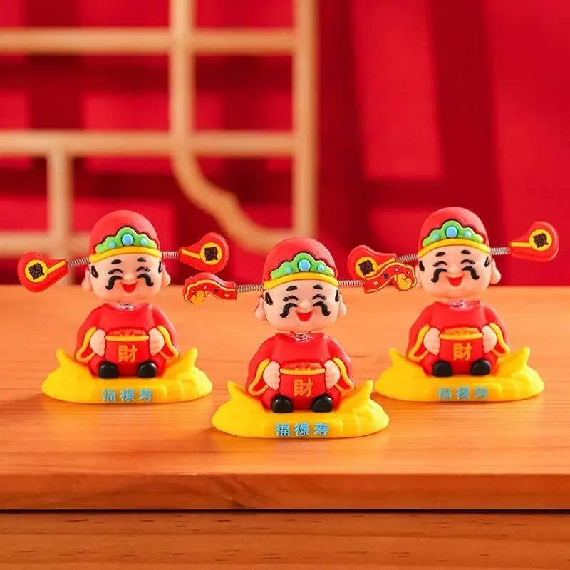1/2Pcs Cute Chinese Spirit Of Wealth Bobblehead With Shaking Head For Car Dashboard Home Desk Spring Festival Decor
