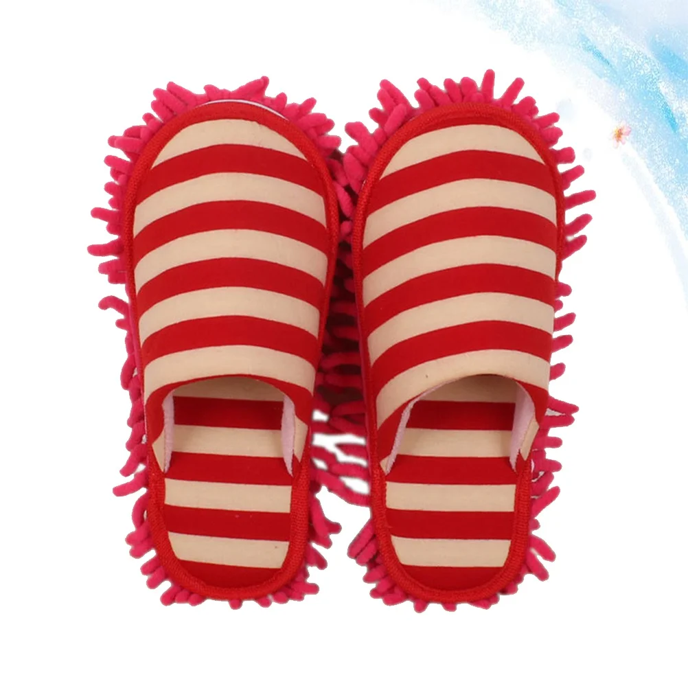 

1 Pair Microfiber Cleaning Slippers Cover Size L Red Anti-Skid Floor Mop Slipper For Wood Ceramic Vinyl Lazy Mop Slippers Floor