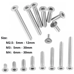 M 2.5 M3 M4 304 A2-70 Thép Không Gỉ 304 Torx Đầu Dẹp Countersunk Vít 6 Thùy Bu Lông Máy Vít