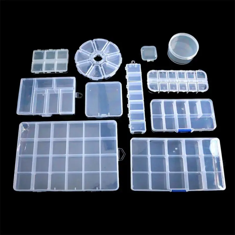 Grids Empty Clear Storage Box Jewelry Beads Gems False Nail Art Tips Boxes Case Nail Glitter Rhinestone Container Organizer