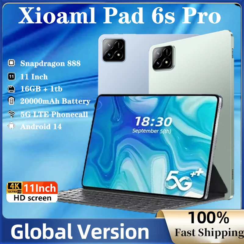 

2024 Pad 6s Pro Pad Tablet 12GB/16GB 1TB ROM Snapdragon 8 gen2 GPS 11" Screen 20000mAh Global Version Wifi Tablet Pc Pad 6s Pro