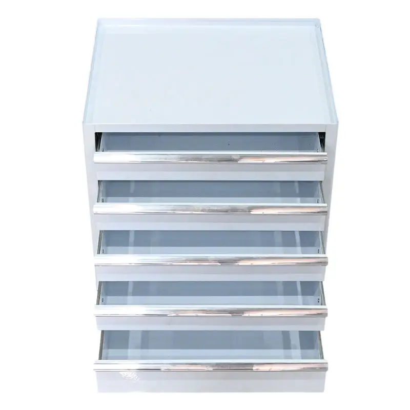 a forWhite Red Blue  Customized IP54 Waterproof Powder Coated Password Protected 5-Drawer Lightweight Iron Tool