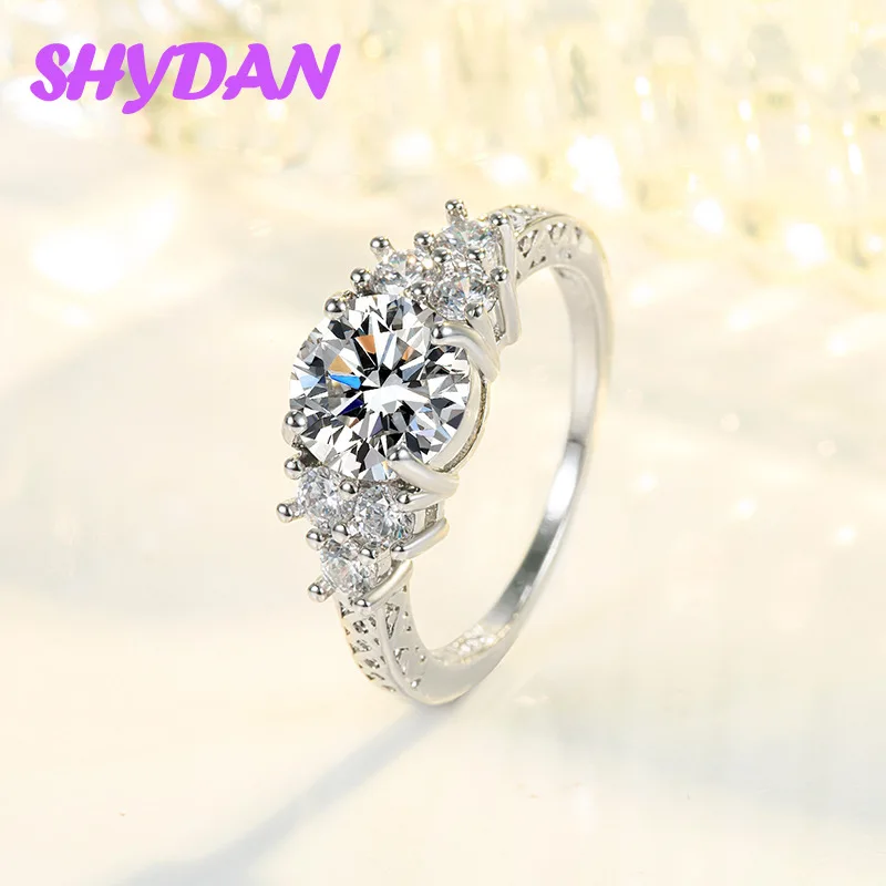 SHYDAN 925 Sterling Silver Eight Hearts Eight Arrows Zircon Ring For Women Fashion Jewelry