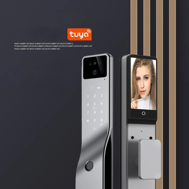 3D Facial Recognition Lock Israel 6590 Cylinder Smart Fingerprint Password IC Card Lock Security Electronic Door