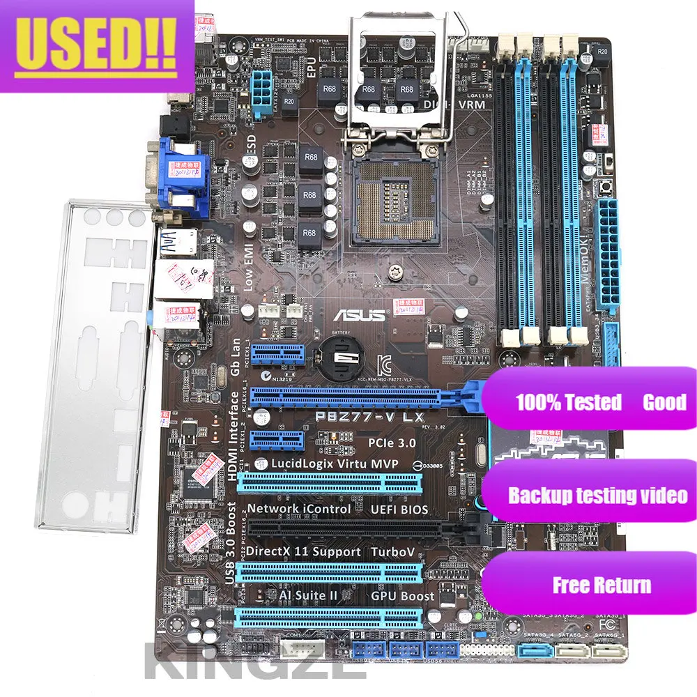 Used ASUS motherboard P8Z77-V LX LGA 1155 DDR3 i3 i5 22/32nm CPU USB3.0 32GB SATA3 VGA HDMI Z77 Desktop motherboard