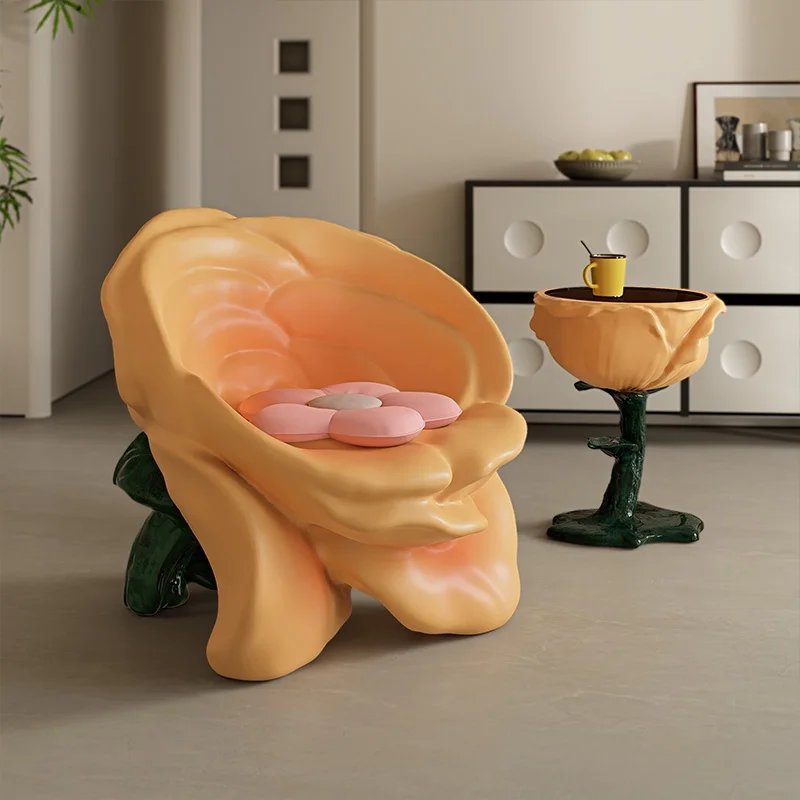 Modern rose-style leather single-back lounge chair
