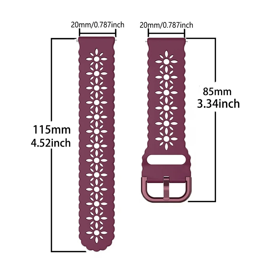 20mm Silicone Watch Band For Huawei Watch GT 2 3 Pro 42mm 43mm For Honor watch ES Magic 2 42mm Hollow out breathable watch strap
