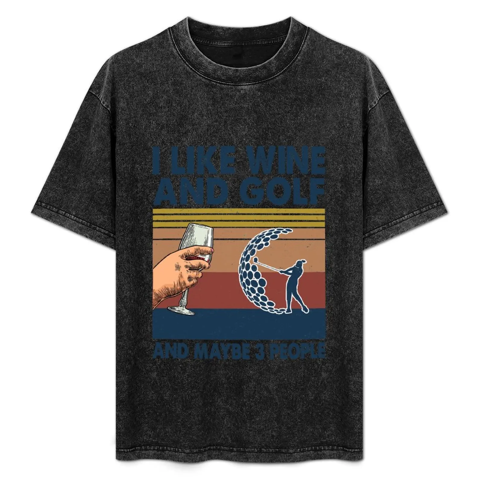 

I Like Golf And Wine And Maybe 3 People Retro T-Shirt Christmas Casual Short Sleeve Top