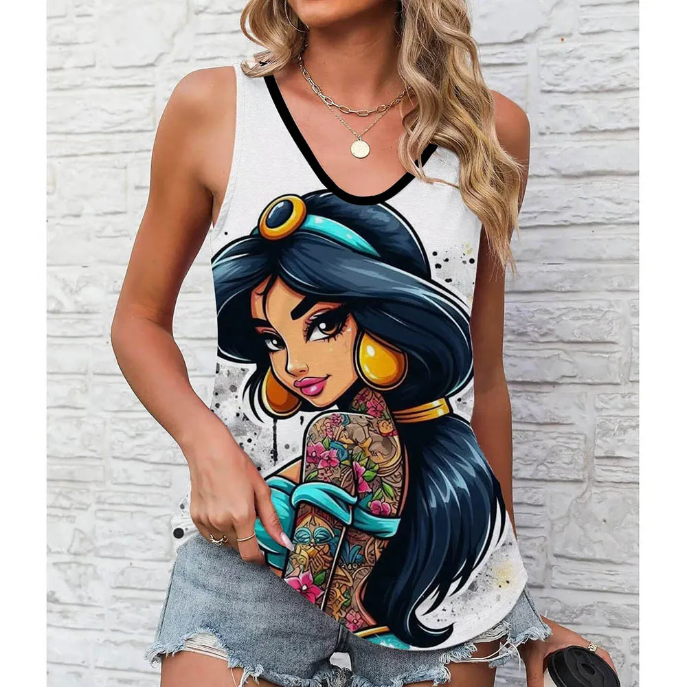 Kawaii забавная майка с Микки, футболка, жилет, футболка принцессы Диснея, женская футболка, женская одежда, футболка Kawaii