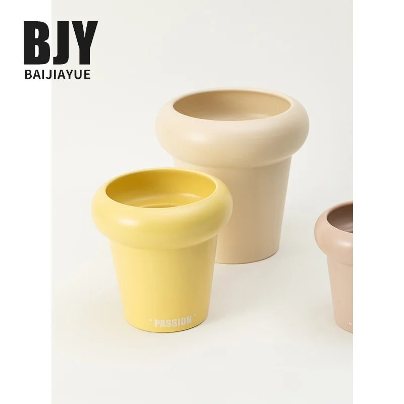 Modern Creative Multi-Color Ceramic Flower Pots Wide  Korean Style Nordic Fat Ring Indoor Plant Pots for Home Decoration