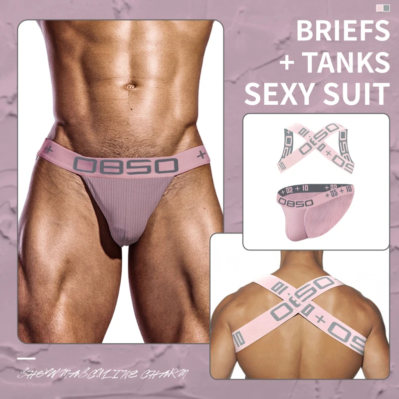 CMENIN القطن مثير الرجال الملابس الداخلية تنفس Stringi سيسي الرجال ملخصات و تانك القمم مجموعة حزام رياضي سراويل رجل السروال ملخصات #5
