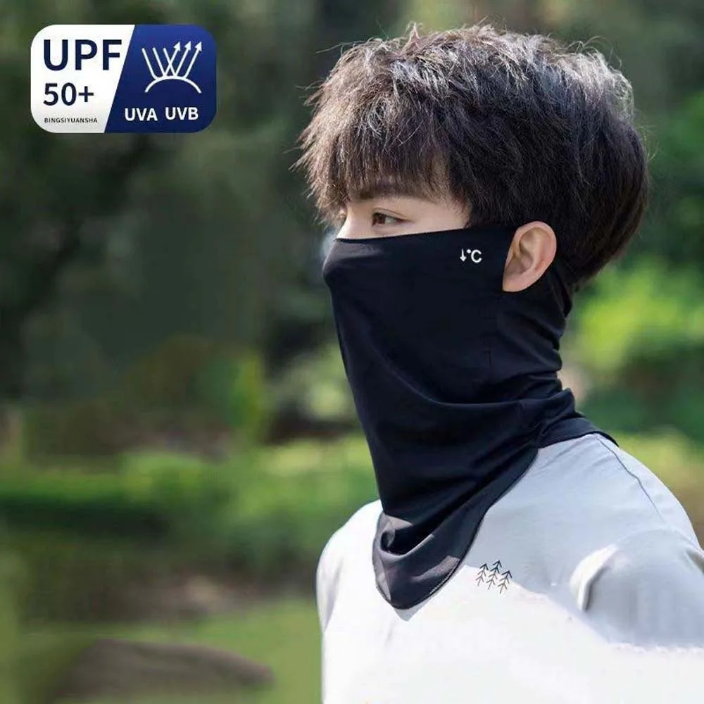 

3pcs/set Breathable Ice Silk Mask Quick Drying UPF50+ Ice Silk Sunscreen Sleeves Neck Scarf Elastic Sunshade Arm Cover