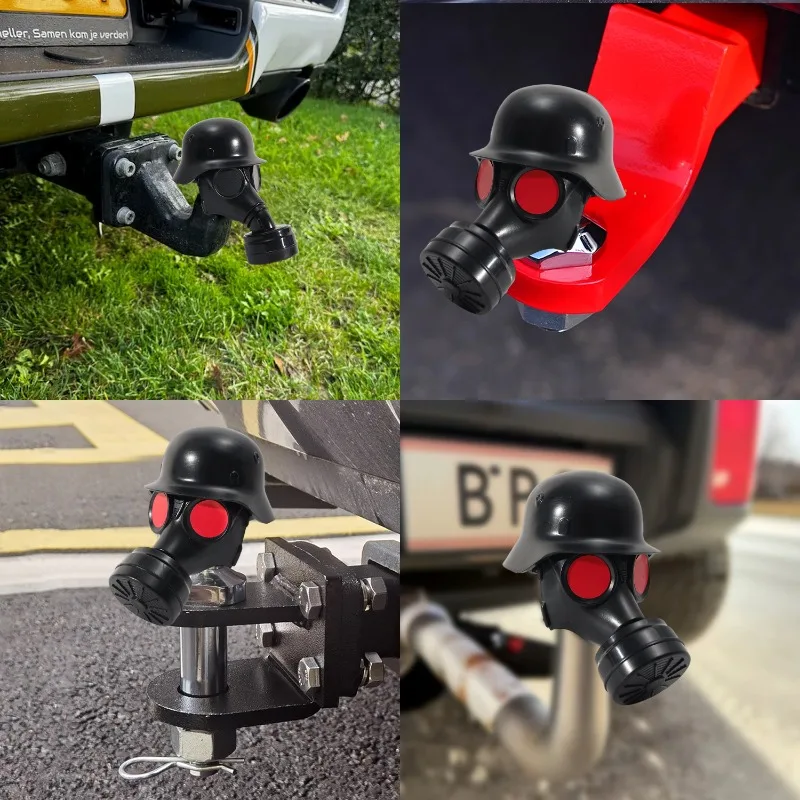 2 في 1 مضحك وصلة مقطورة مجموعة غطاء قابلة للتبديل الأنف سحب الكرة كاب 2 بوصة استقبال التوصيل عيون ثلاثية الأبعاد سيارة شاحنة SUV حامي #5