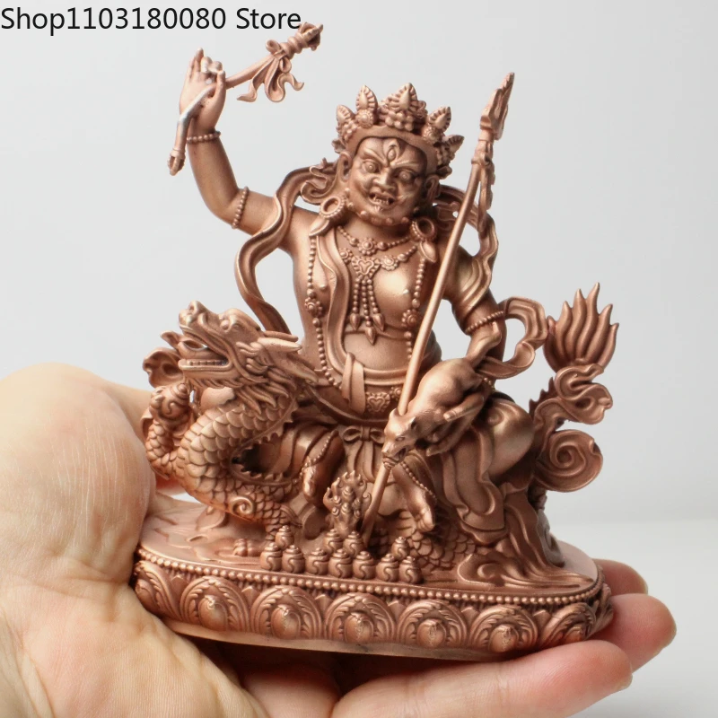 11cm Red Copper Carving White Jambala buddha statue Tibet God of Wealth sculpture