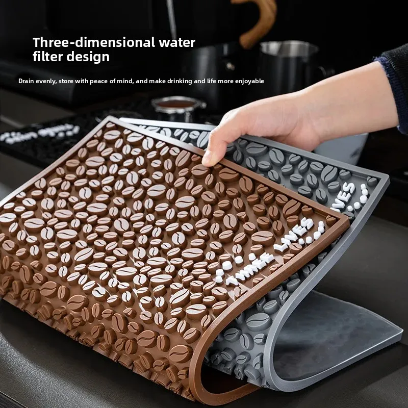 

For Accessories Kitchen Home Goods Durable Non-Slip PVC Coffee Bean Bar Counter Mat Water Drainage Pad Bar Tools
