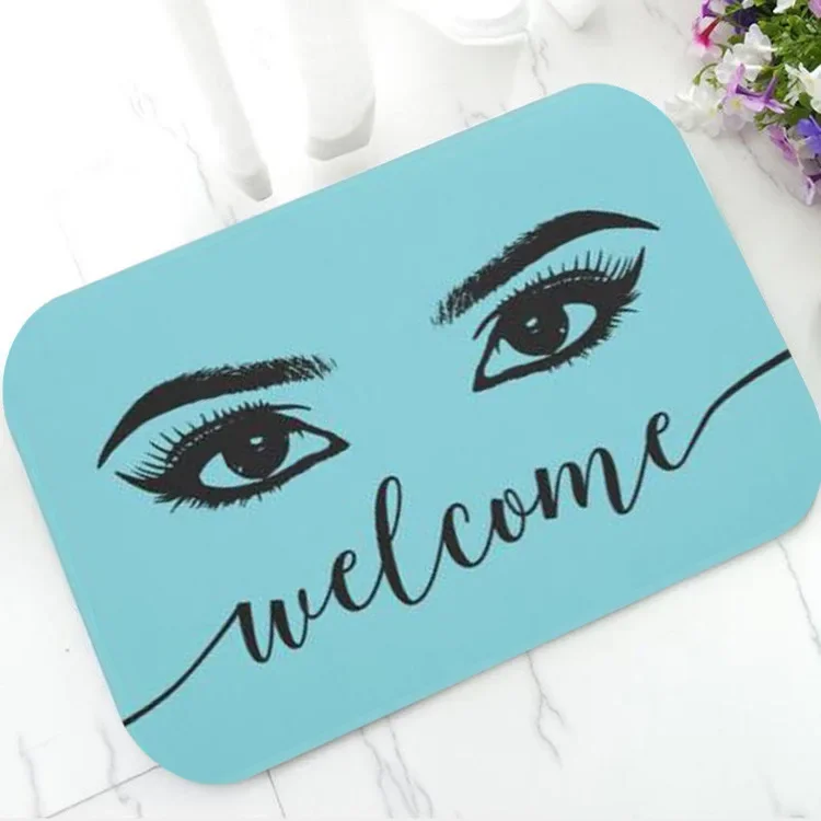 Fashion Rose Gold EyeLash Welcome Mat Bedroom Hallway Entrance Floor Mats Carpet for Living Room Soft Anti-slip Area Rug