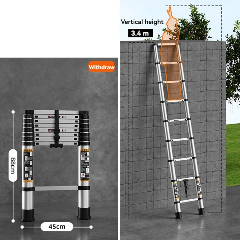 Household Telescopic Ladder Portable Thickened Aluminum Ladders Engineering Outdoor Folding Ladder