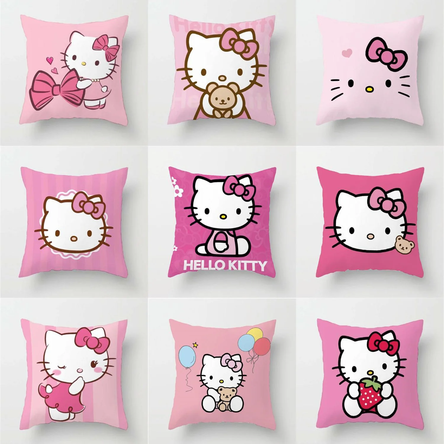 

Sanrio Cute Cartoon Girl Heart-shaped Hello Kitty Cat Cushion Pillow Pillow Ins Style Room Bedroom Sofa Car Cushion Pillow