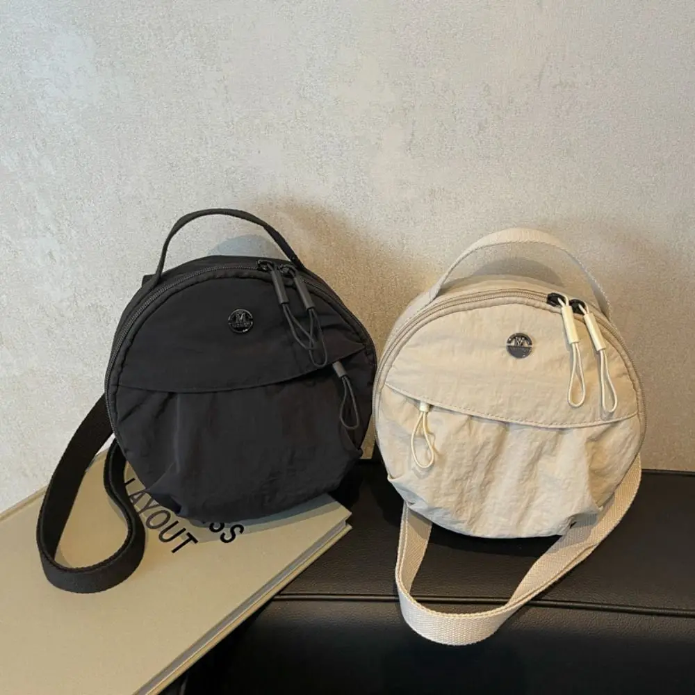 

Sweet Korean Style Nylon Shoulder Bag Mobile Phone Storage Purse Small Round Bag Handbags Wallet Bags Mini Crossbody Bag Outdoor