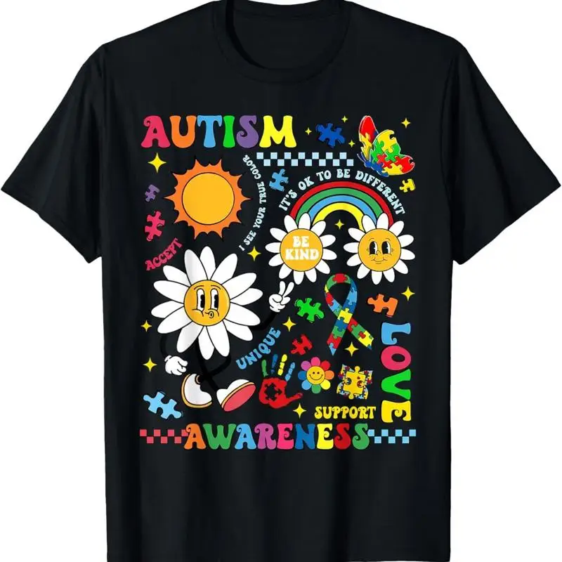 

Groovy Autism Awareness Unique Love Support Puzzle T Shirt