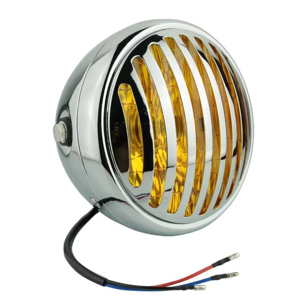 

6.5" Grill Vintage Motorcycle Headlight Headlamp For Harley Cruiser Chopper Cafe Racer Bobber Custom Universal Custom