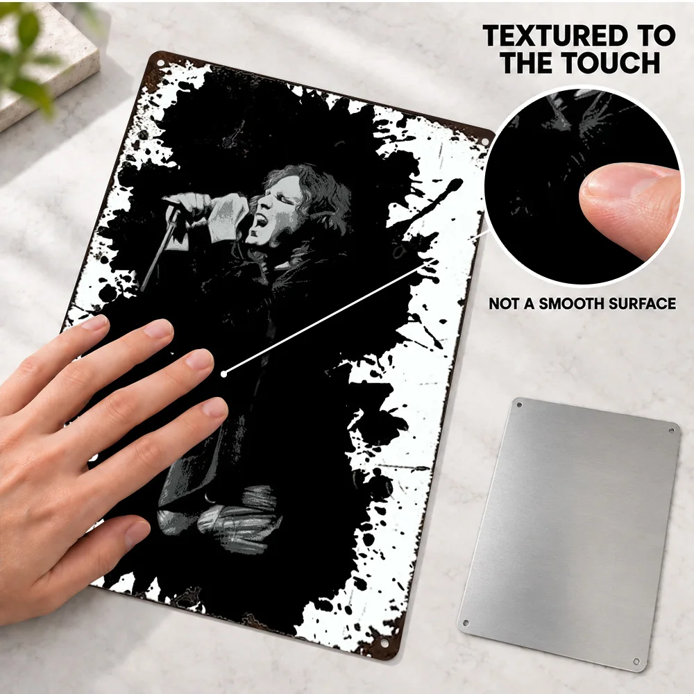 Waiting For The Sun Singer Silhouette Aluminum Poster Customized Metal Sign Monochrome Wall Art In Music Corner, Musician Gift