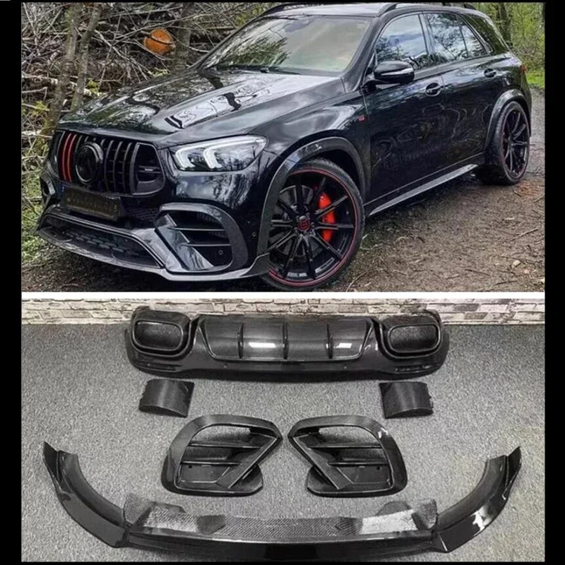 

New！ For Mercedes Benz W167 GLE63 2019-2023 Real Carbon Fiber Front Lip Rear Diffuser TRUNK Top SPOILER High Quality Kit Refits