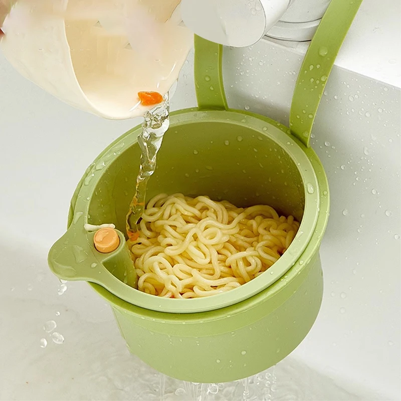 Kitchen Waste Collector Sink Drain Basket Faucet Hanging Filter Bag Adjustable Automatic Dumping Basket Sink Sponge Brush Rack