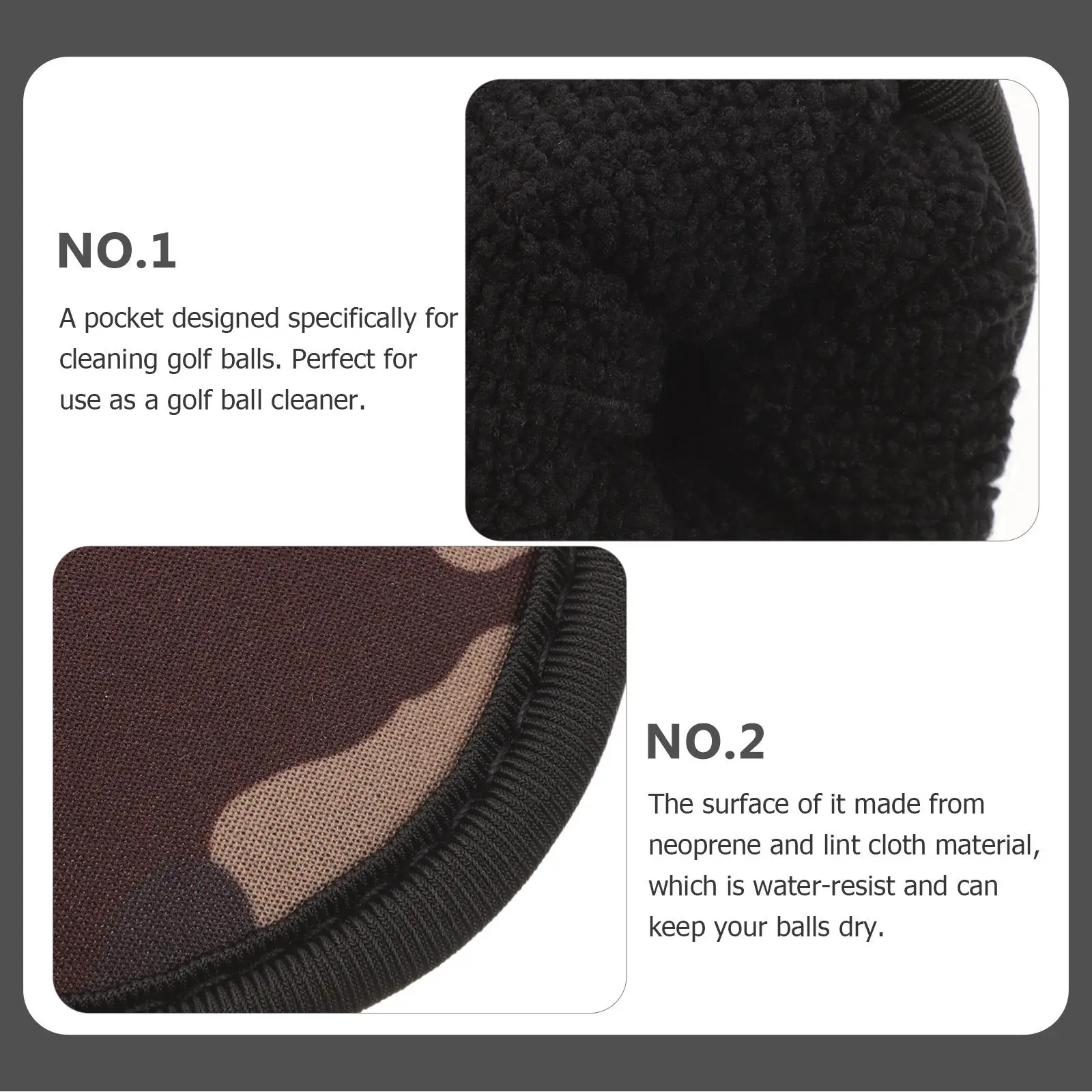 

3Pcs Golf Ball Cleaner Pouch Compact Wipe Bag for Soiled Balls Water-Resistant Neoprene Surface Portable Golf Ball Washer