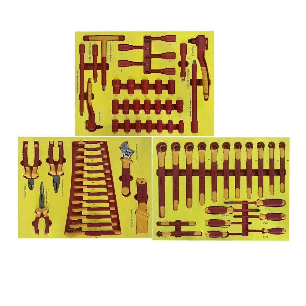 2025 71 PCS 1000 V VDE Insulated Wrench Socket Pliers Screwdrivers Tool Sets For New Energy Vehicle Maintenance