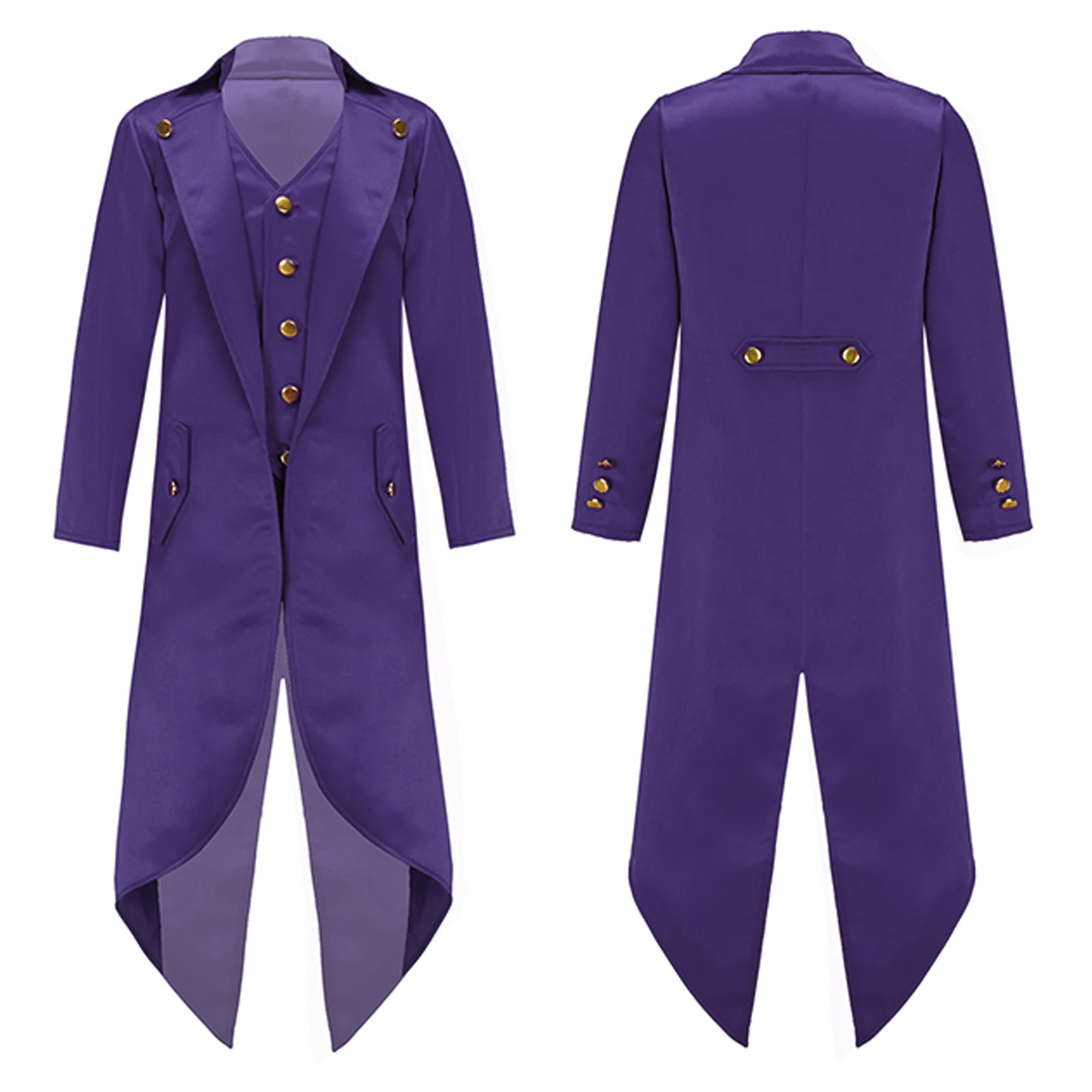 Boys Girls Halloween Medieval Renaissance Victorian Pirate Vampire Cosplay Costume Fake Two Piece Steampunk Jacket Tailcoat