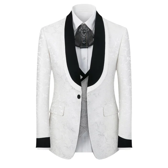 Gorgeous Men's 3-Piece Tuxedo Suit Shawl Lapel Embroidered Blazer Waistcoat Formal Party Outfit Chaqueta Hombre Customized