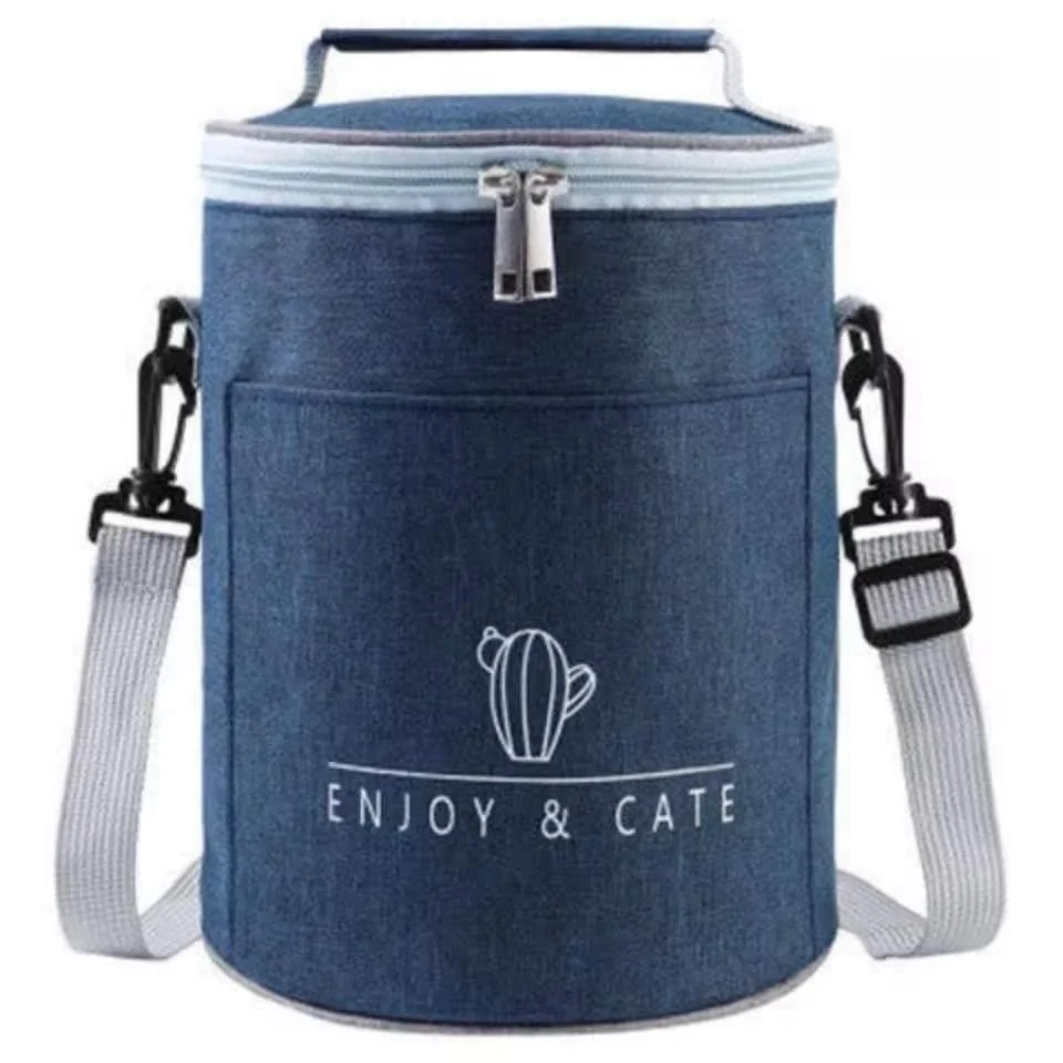 Thermal Lunch Box Bag Aluminum Foil Thickened Office Staff Cloth Bag round Shape Insulated Food Container Storage Solution