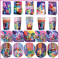 Disney Inside Out 2 Birthday Decorations Supplies Kit Plates Cups Napkins Tableware Tablecloth Inside Out 2nd Birthday Children