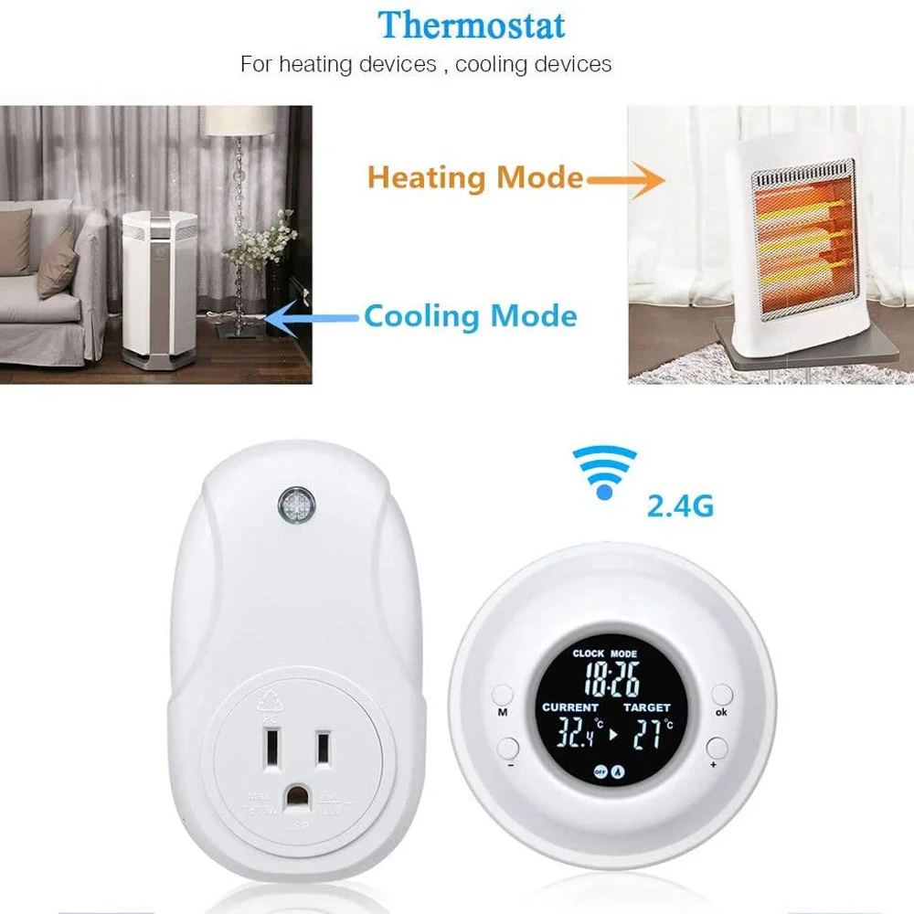 NASHONE Wireless Digital Thermostat Socket 220V  US Plug Temperature Controller Gas Boiler Warm Follor Thermostat OPS300